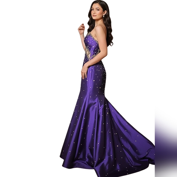 Zum Zum by Niki Livas Elegant Purple Embellished Prom Dress - Picture 4 of 16
